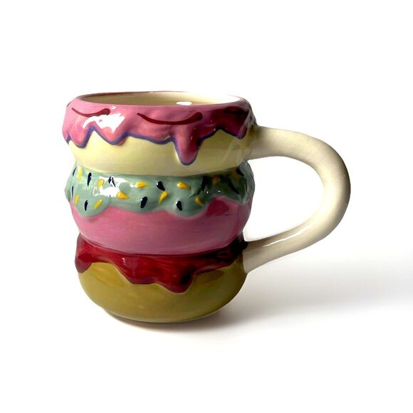 Stacked Donut Ceramic Mug – Hand-Painted, Whimsical Drinkware - Picture 1 of 2